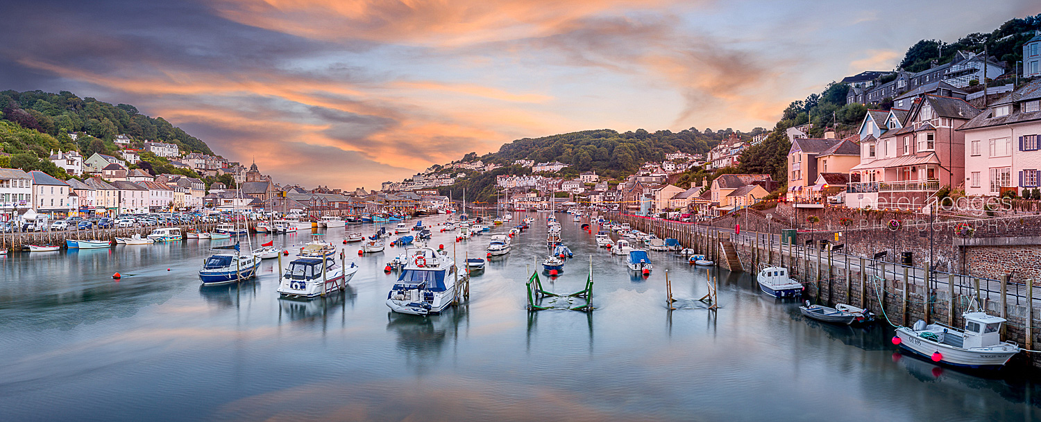 Sunset over Looe Harbour. Cornwall